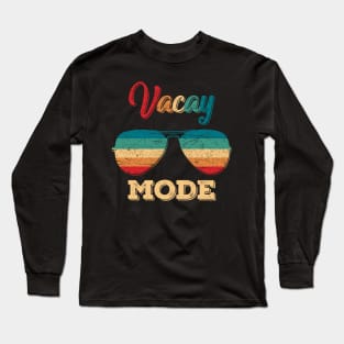 Vacay Mode Sunglasses Vintage Retro Summer Beach Vacation Long Sleeve T-Shirt